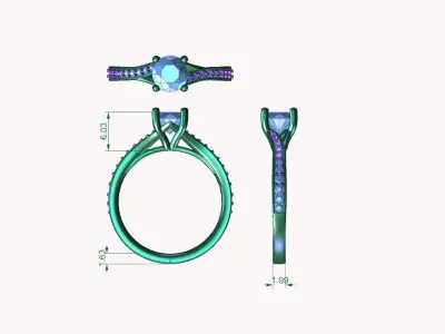 cr-04 person engagement ring gold 3D print model