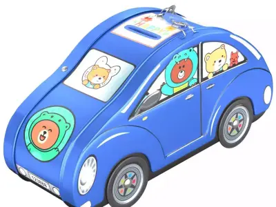  Piggy bank in the form of a car for children x2 3D Model Pack