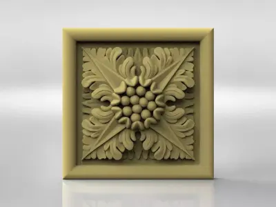 Rosette ornately carved wall plaque 3D print model