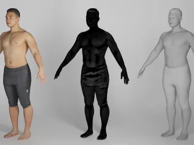 Shirtless athletic man in A-pose 310 Low-poly 3D model