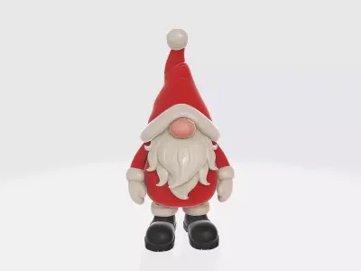Adorable Christmas Gnome Santa Gnome Figurine 3D print model