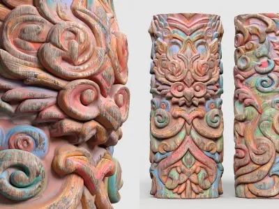 20 Modular Totem Poles - 241116 Low-poly 3D model