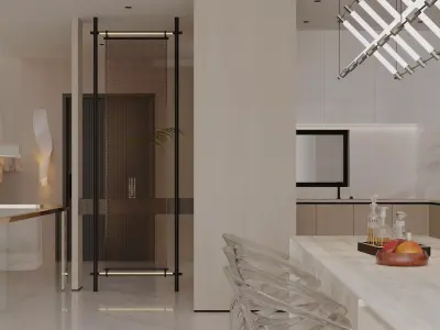 Modern living room dining room interior scenes 282 3D model