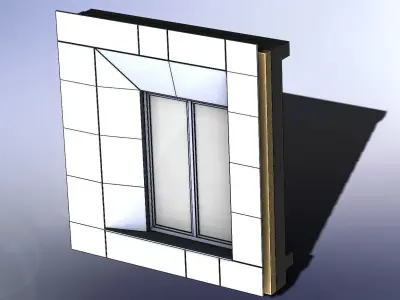 Sample facade with Internorm window and natural stone 3D model