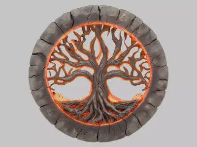 Fire Eternal Tree emblem Low-poly 3D model