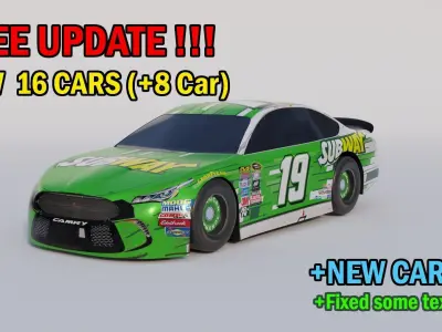 Nascar Race Car Pack - 16 Car  UPDATED 3D model