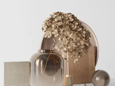 Decorative set with dryed hydrangea 3D model