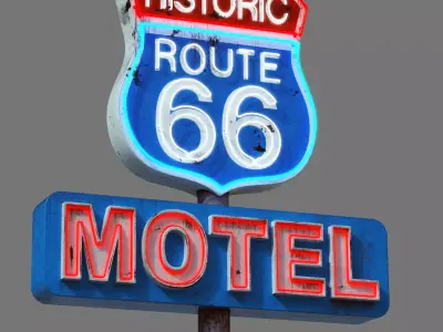Street Sign Route 66 Low-poly 3D model