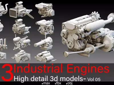13 Industrial Engines- Vol 05- High detail 3d models Low-poly 3D model