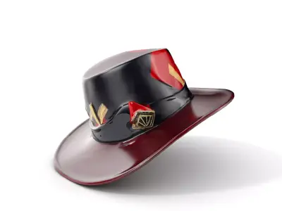 Stylish Fedora Hat Model Pack with Decorative Elements Low-poly 3D model