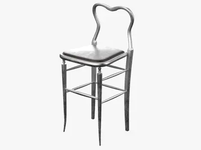 High Chair Clerks Chair No 9 Shiny Aluminum Version 3D model