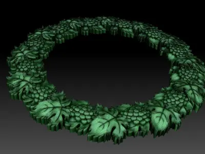 Decorative frame with Grapes and Leaves Free 3D model