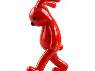  Red Bunny Sad Walker toy 3D print model