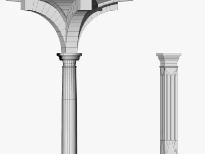 Vaulting 3-2  Romanic  500cm spaced  thin arches and thick curbs Low-poly 3D model