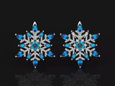 Christmas snowflake earrings 1041 3D print model