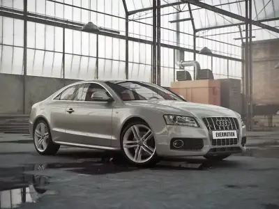 Old Garage With A Car Scene 3D model