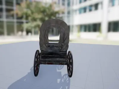 Old Wagon Caravan Cart - PBR Low-poly 3D model