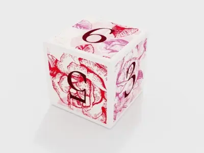 Rose pattern dice set Low-poly 3D model