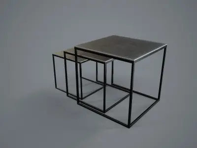 Table PBR Game Ready two nesting tables Low-poly 3D model