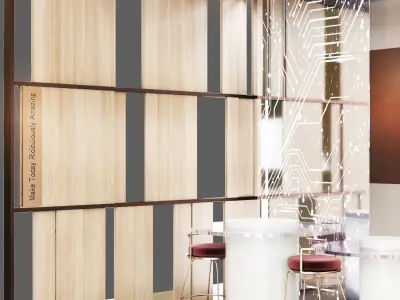 Exhibition-kiosk exhibition booth with walls and marble floors Low-poly 3D model