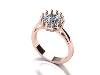 High Detail 8 Prong Cathedral Solitaire Ring Moissanite Diamond 3D print model