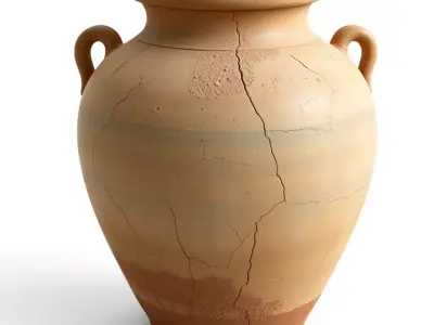 Ancient Cracked Terracotta Amphora Low-poly 3D model