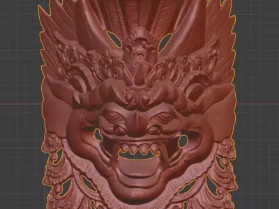 African Mask 05 high-poly 3D print model