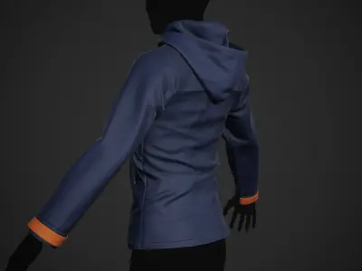 Blue Snowboard Hoodie Style 1 Low-poly 3D model