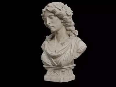 Stunning Bust of Woman with Flowers  classical Greco-Roman art 3D model