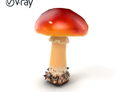 Mature Red-Cap Mushroom 3D Model Pack Low-poly 3D model