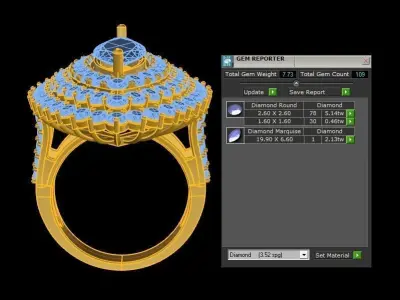 R222 natural gem ring new design 3D model