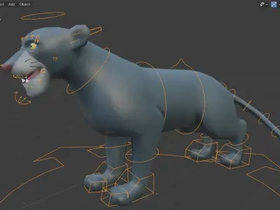 The Jungle book - bagheera rigged Low-poly 3D model