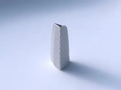 Vase curved tipping triangle with diagonal grid dents 3D print model