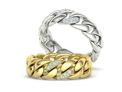 CUBAN LINK RING Chain Ring 9US Size 3dmodel 3D print model 3D print model