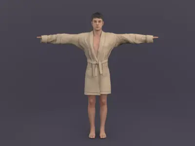 Bathrobe Male Rigged Low-poly 3D model