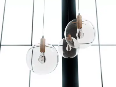 Selene three glass pendant lights 3D model