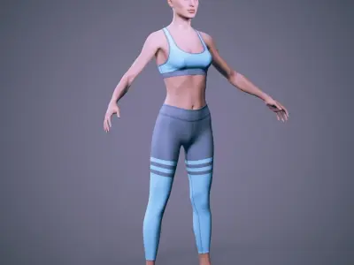 Female Character - Lea - Fitness Low-poly 3D model