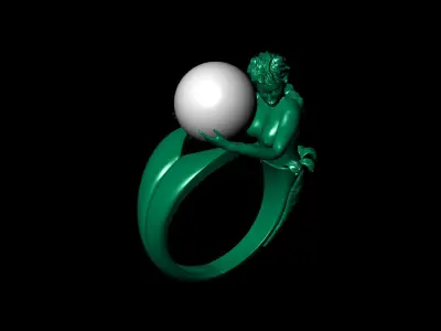 Mermaid pearl ring 3D model