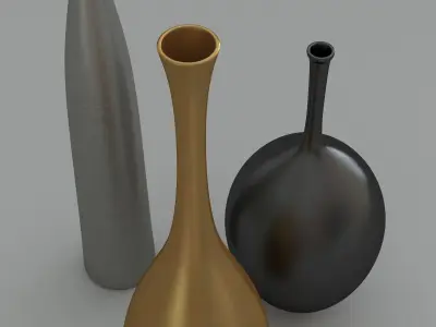 The sleek Reid  Ryan and Regan Vases 3D model