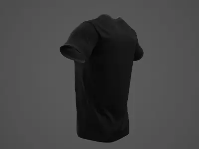 T-Shirt Male PBR Game-ready Black Color Low-poly 3D model