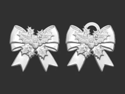 christmas ribbon bow decor 13  3D print model