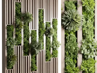 Wooden frame Vertical plant and moss garden wall decor box 67 Low-poly 3D model