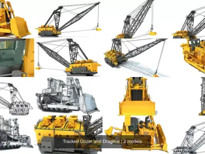 Tracked Dozer and Dragline 3D Model Collection
