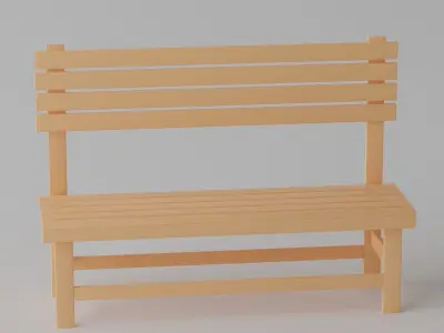 Cartoon Wooden Bench Park Low-poly 3D model
