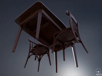 Game Ready Table and Chair Low-poly 3D model