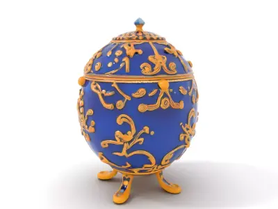 Ornate Royal Blue Egg with Gold Accents Model Pack Low-poly 3D model
