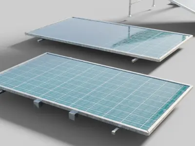 solar panels with clean and dirty textures Low-poly 3D model
