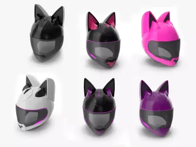 Helmet Cat Low-poly 3D model