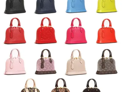 Louis Vuitton Alma BB Top Handle Bags Collection 3D Model Pack