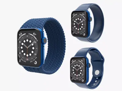 Apple Watch Series 6 braided silicone solo loop blue 3D Model Pack